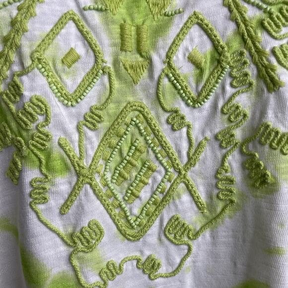 Chico's Women's Green Yellow Embroidered Top Size 3 XL Lightweight Boho Flowy - Picture 4 of 11